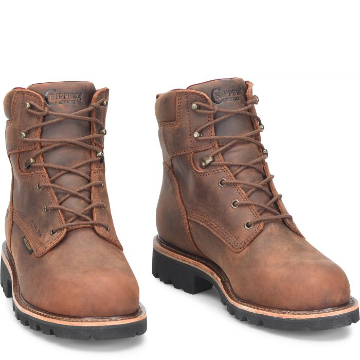 Chippewa Men's Super DNA 6" Steel Toe WP Lace Up Work Boot - Walnut - 59207 - Overlook Boots