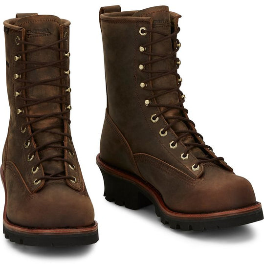 Chippewa Men's Paladin 8" Soft Toe Waterproof Logger Work Boot- Brown - 73100 - Overlook Boots