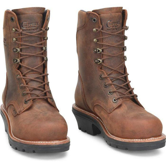 Chippewa Men's Thunderstruck 9" Comp Toe Waterproof Logger Work Boot- Brown- TH1022 - Overlook Boots