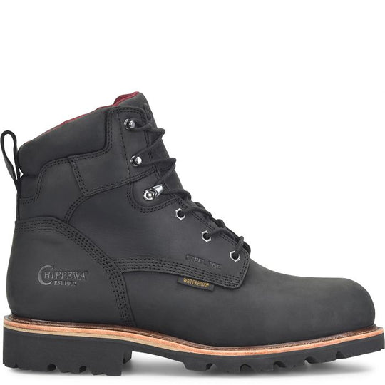 Chippewa Men's Super DNA 6" Steel Toe WP 400G Lace Up Work Boot - Black - 59202 - Overlook Boots