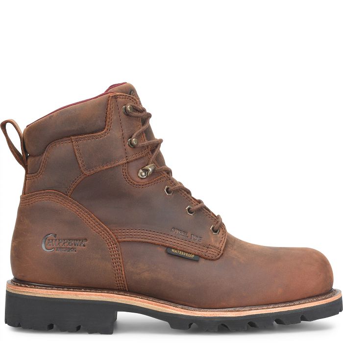 Chippewa Men's Super DNA 6" Steel Toe WP Lace Up Work Boot - Walnut - 59207 - Overlook Boots