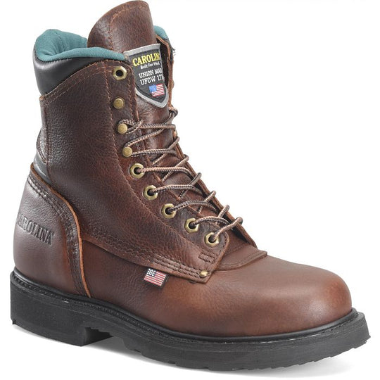 Carolina Men's Sarge Hi USA Made 8" Plain Toe Work Boot Amber Gold 809 6.0 / Medium / Light Brown - Overlook Boots