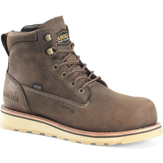 Carolina Men's Staple Gun 6" Carbon Composite Toe Waterproof Work Boot -Brown- CA7572 8.0 / Medium / Dark Brown - Overlook Boots