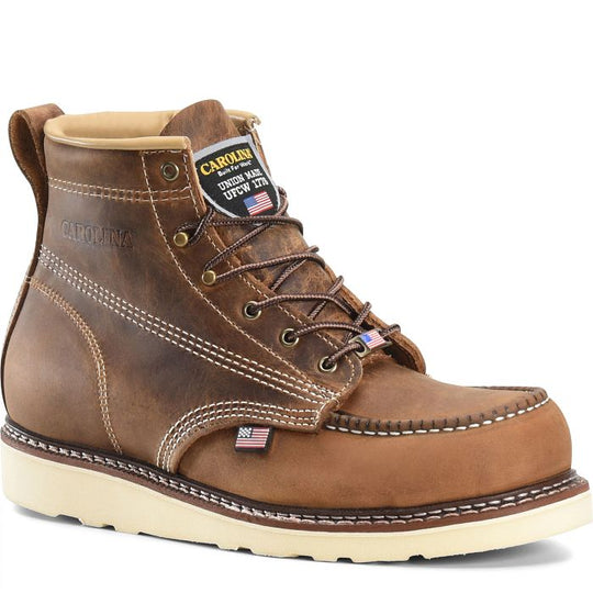 Carolina Men's Amped USA Made 6" Steel Toe Wedge Work Boot Brown - CA7811 - Overlook Boots