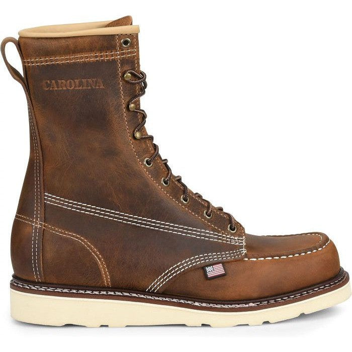 Carolina Men's Amp 8" Steel Toe USA Made Wedge Work Boot -Brown- CA8512 8 / Medium / Brown - Overlook Boots