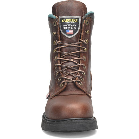 Carolina Men's Sarge Hi USA Made 8" Plain Toe Work Boot Amber Gold 809 - Overlook Boots
