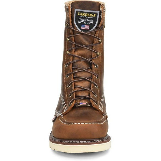 Carolina Men's Amp 8" Steel Toe USA Made Wedge Work Boot -Brown- CA8512  - Overlook Boots