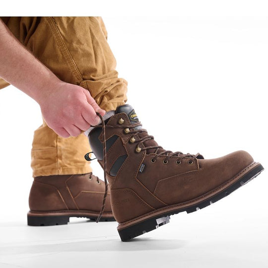 Carolina Men's Gruntz 8" Steel Toe Waterproof Steel Toe Work Boot - Brown - CA3599 - Overlook Boots