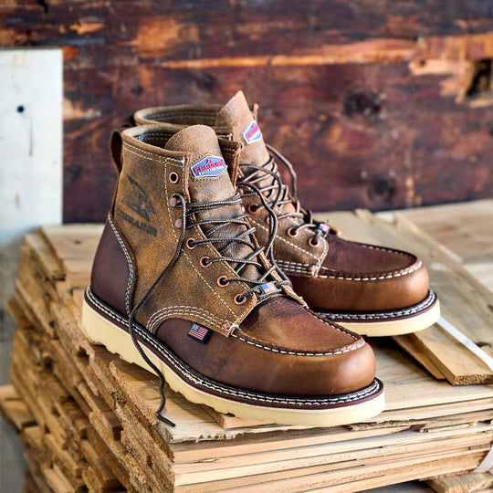 Carolina Men's Roughout Amp 6" Steel Toe USA Made Work Boot - Brown - CA7568 - Overlook Boots