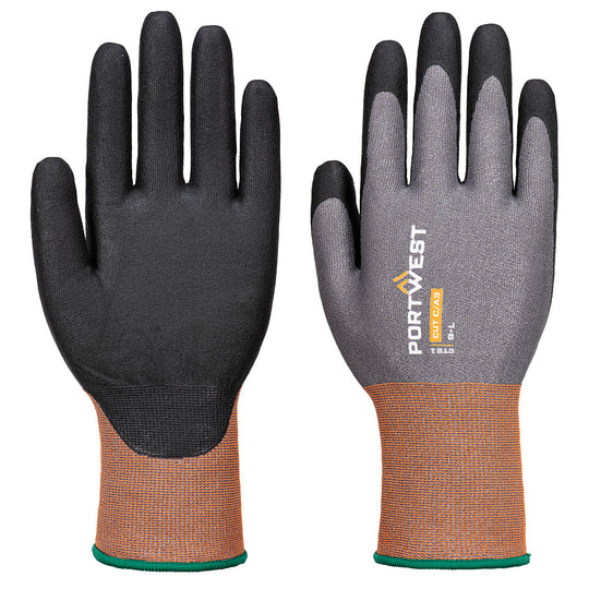 Portwest CT Cut C21 Nitrile Glove A3 - Gray/Black - 12 Pack - CT21 XS - Overlook Boots