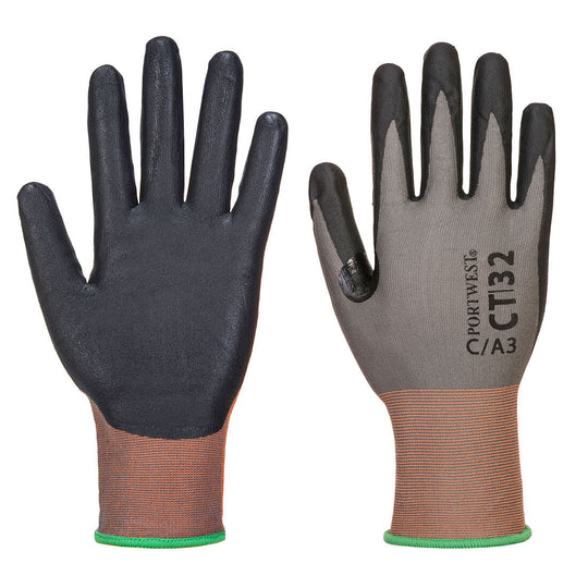 Portwest CT Cut C18 Nitrile Glove A3 - Gray/Black - 12 Pack - CT32 XS - Overlook Boots