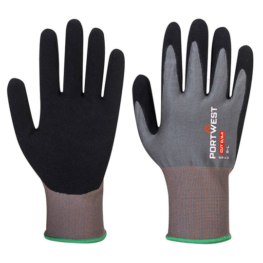 Portwest CT Cut D18 Nitrile Glove A4 - Gray/Black - 12 Pack - CT45 XS - Overlook Boots