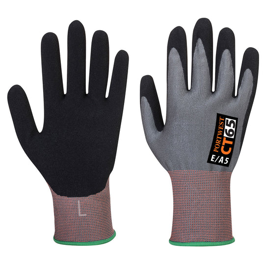 Portwest CT Cut E15 Nitrile Glove A5 - Gray/Black - 12 Pack - CT65 XS - Overlook Boots