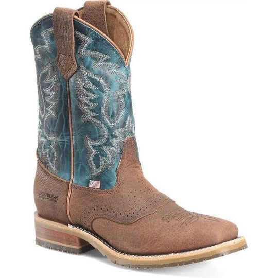 Double H Men's Hudson 11" Square Toe Western Work Boot- Brown- DH4672 7.5 / Medium / Brown - Overlook Boots