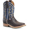 Double H Men's Long 11" Square Toe Roper Western Work Boot- Blue- DH4679 7.5 / Medium / Navy - Overlook Boots