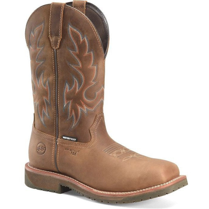 Double H Men's Roper 12" Wide SQ Toe Comp Toe Western Work Boot -Brown- DH6141  - Overlook Boots