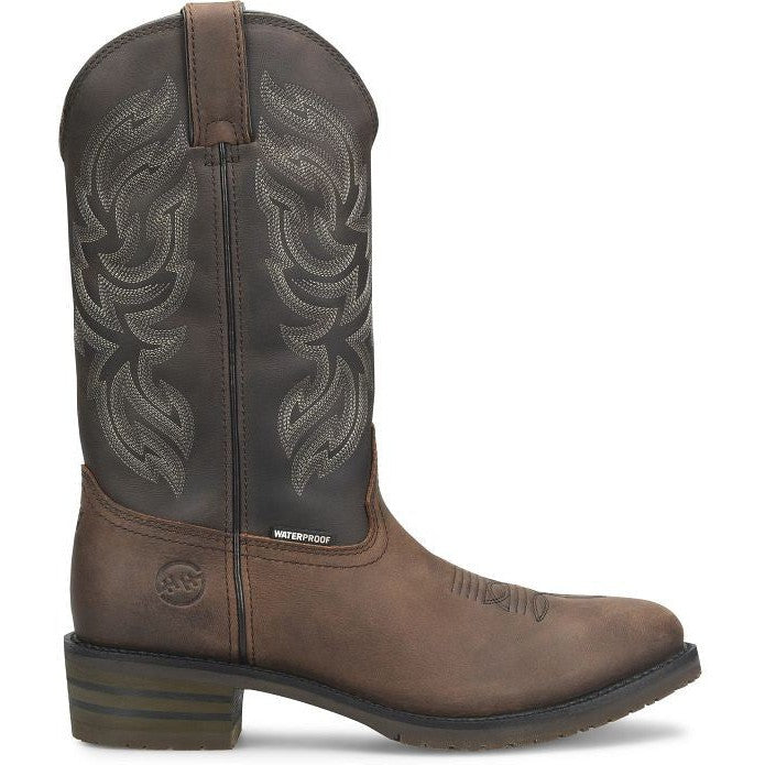 Double H Men's Tascosa 12" R Toe WP Western Classic Boot -Brown- DH4158 7.5 / Medium / Dark Brown - Overlook Boots