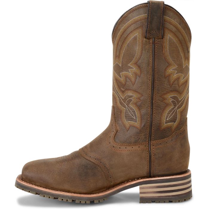 Double H Men's Jeyden 11" Sqr Toe WP Western Work Boot- Brown - DH4124
