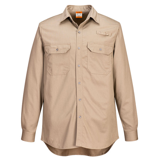 Portwest Portflame+ Work Vented FR Shirt - Khaki - FR705 S - Overlook Boots