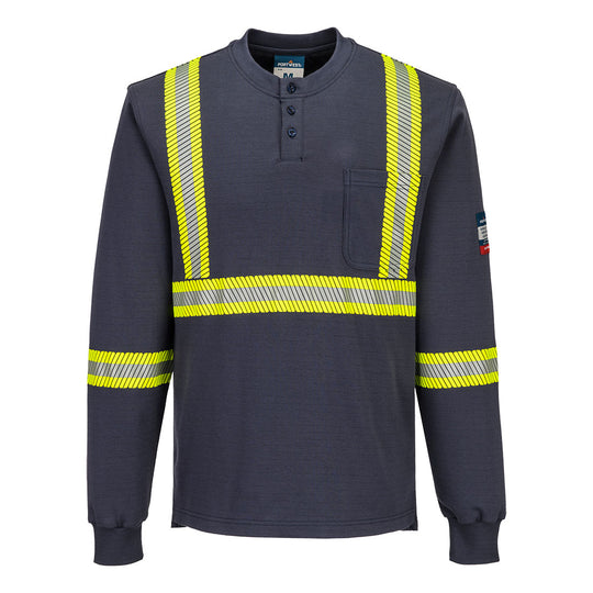 Portwest Bizflame Knit 2" X Back FR Henley - Navy - FR748 S - Overlook Boots
