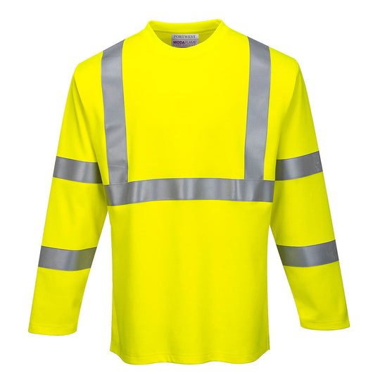 Portwest Modaflame Knit Hi-Vis FR Long Sleeve T-Shirt - Yellow - FR96 S - Overlook Boots
