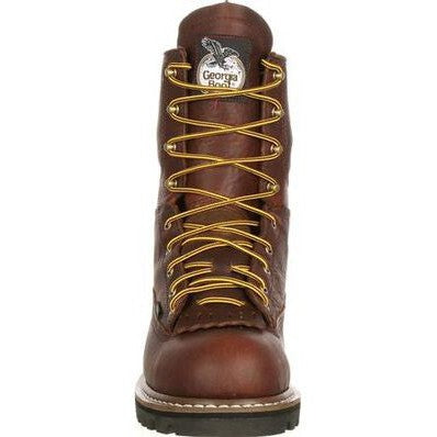 Georgia Men's Logger 8" Steel Toe Waterproof Lace-To-Toe Work Boot- Chocolate- G103 - Overlook Boots
