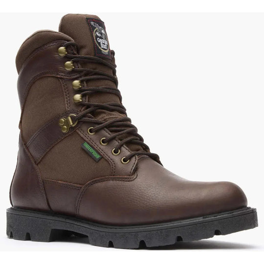 Georgia Men's Homeland 8" Soft Toe Waterproof Slip Resist Work Boot - Brown - G108 8 / Medium / Brown - Overlook Boots