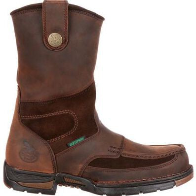 Georgia Men's Athens 10" Soft Toe Waterproof Wellington Work Boot -Brown- G4403 - Overlook Boots