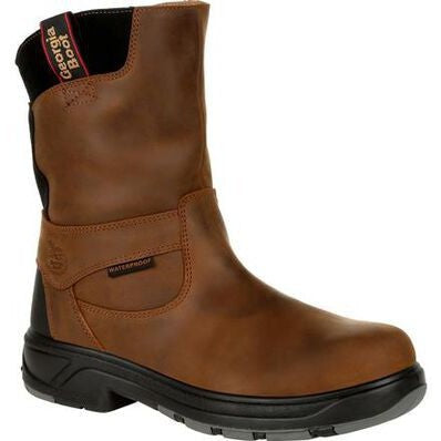 Georgia Men's Flxpoint 10" Composite Toe Waterproof Wellington Work Boot- Brown - G5644 8 / Medium / Brown - Overlook Boots