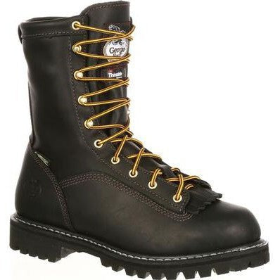 Georgia Men's Lace To Gore-Tex 8" Soft Toe Waterproof 200G Ins Work Boot- Black- G8040 5 / Medium / Black - Overlook Boots