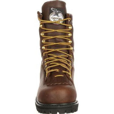 Georgia Men's Lace To Toe 8" Soft Toe Waterproof Work Boot- Chocolate- G8041 - Overlook Boots