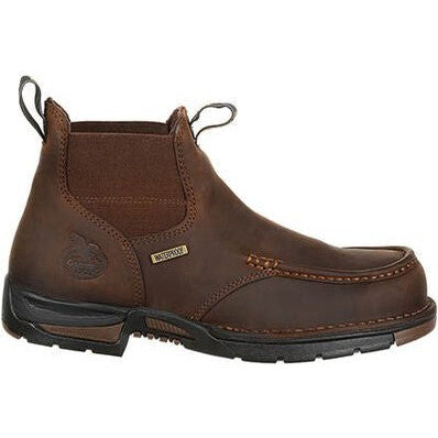 Georgia Men's Athens 5" Moc Toe Waterproof Chelsea Work Boot -Brown- GB00156 8 / Medium / Brown - Overlook Boots