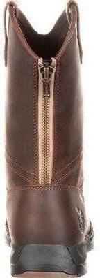 Georgia Men's Athens 11" Soft Toe Pull On Zipper Work Boot- Brown- GB00226  - Overlook Boots