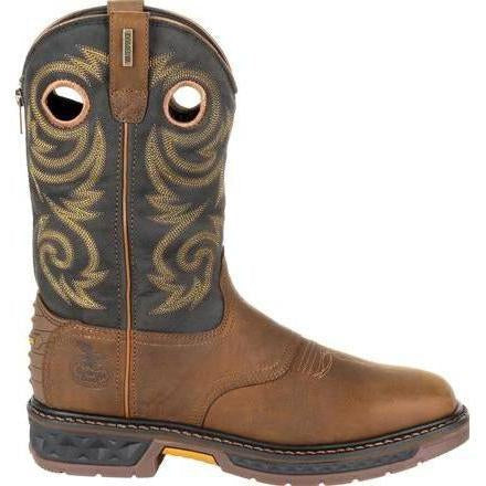 Georgia Men's Carbo-Tec Lightweight 11" Pull-On Waterproof Western Work Boot -Brown GB00266 - Overlook Boots
