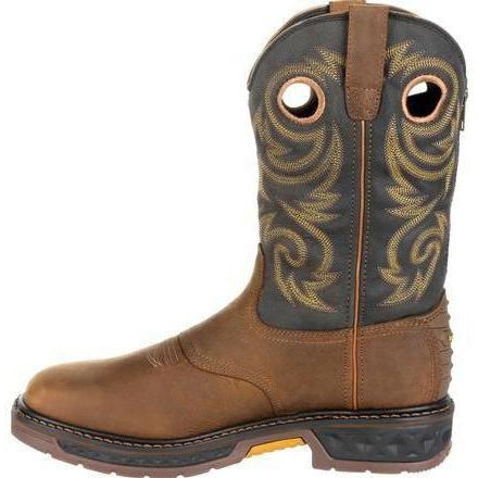 Georgia Men's Carbo-Tec Lightweight 11" Pull-On Waterproof Western Work Boot -Brown GB00266 - Overlook Boots
