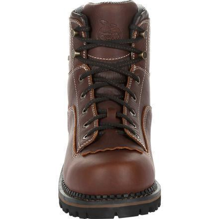 Georgia Men's Amp Lightweight Low-Heel Logger 6" Waterproof Work Boot - Brown - GB00270 - Overlook Boots