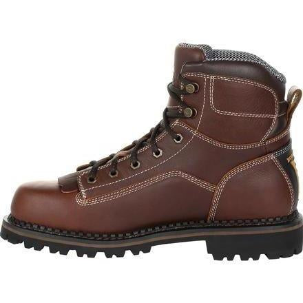 Georgia Men's Amp Lightweight Low-Heel Logger 6" Waterproof Work Boot - Brown - GB00270 - Overlook Boots