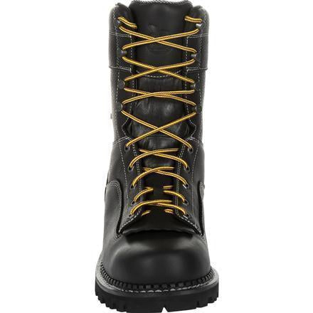 Georgia Men's Amp Lightweight Low-Heel Logger 9" Waterproof Work Boot - Black - GB00271 - Overlook Boots