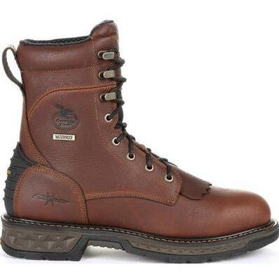 Georgia Men's Carbo Tec Lightweight 8" Soft Toe Waterproof Lacer Work Boot -Brown- GB00309 - Overlook Boots
