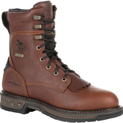 Georgia Men's Carbo Tec Lightweight 8" Soft Toe Waterproof Lacer Work Boot -Brown- GB00309 7 / Medium / Brown - Overlook Boots
