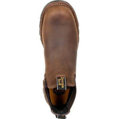 Georgia Men's Eagle One 4" Steel Toe Waterproof Chelsea Work Boot -Brown- GB00337 - Overlook Boots