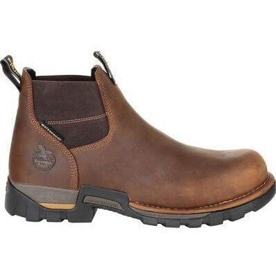 Georgia Men's Eagle One 4" Steel Toe Waterproof Chelsea Work Boot -Brown- GB00337 8 / Medium / Brown - Overlook Boots