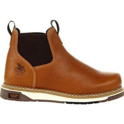 Georgia Men's Amped Lightweight Wedge Soft Toe Chelsea Work Boot - Brown - GB00346 - Overlook Boots