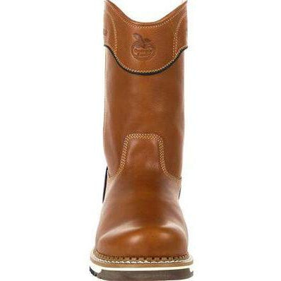 Georgia Men's Amped Lightweight Wedge Pull-On Soft Toe Work Boot - Brown - GB00349 - Overlook Boots