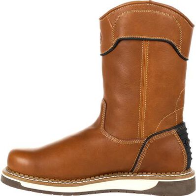 Georgia Men's Amped Lightweight Wedge Pull-On Soft Toe Work Boot - Brown - GB00349 - Overlook Boots