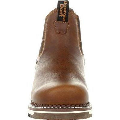 Georgia Men's Amped Lightweight Wedge Chelsea Steel Toe Waterproof Work Boot - Brown - GB00353 - Overlook Boots
