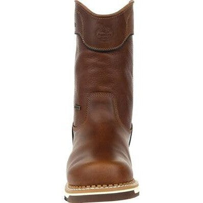 Georgia Men's Amped Lightweight 10" Waterproof Wellington Work Boot- Brown- GB00369 - Overlook Boots