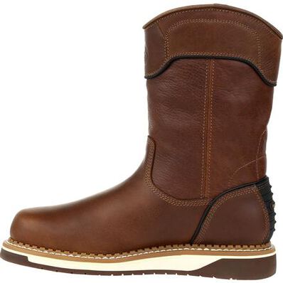 Georgia Men's Amped Lightweight 10" Waterproof Wellington Work Boot- Brown- GB00369 - Overlook Boots