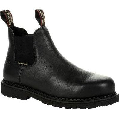 Georgia Men's Giant 6" Waterproof Slip Resistant Chelsea Work Boot -Black- GB00376 - Overlook Boots