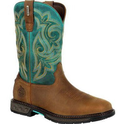 Georgia Women's Carbo Tec Lightweight 10" Steel Toe Waterproof Zip Western Work Boot- GB00386 6 / Medium / Brown - Overlook Boots